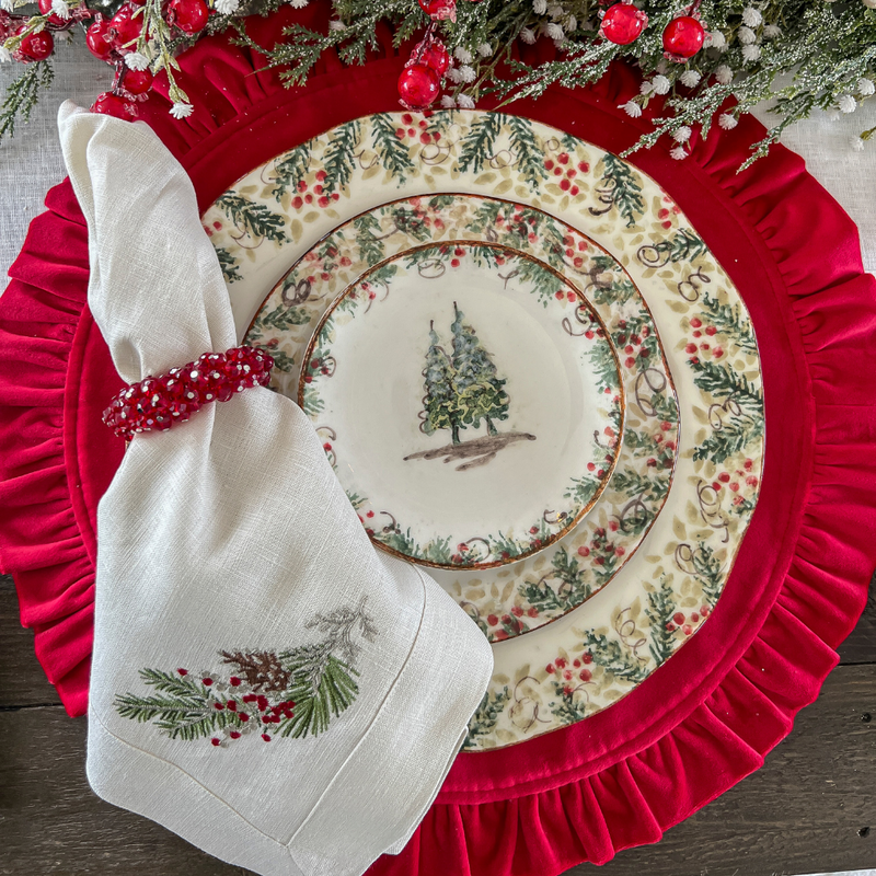Arte Italica & Crown Linen Designs | Natale Christmas Bread & Canapé Plate