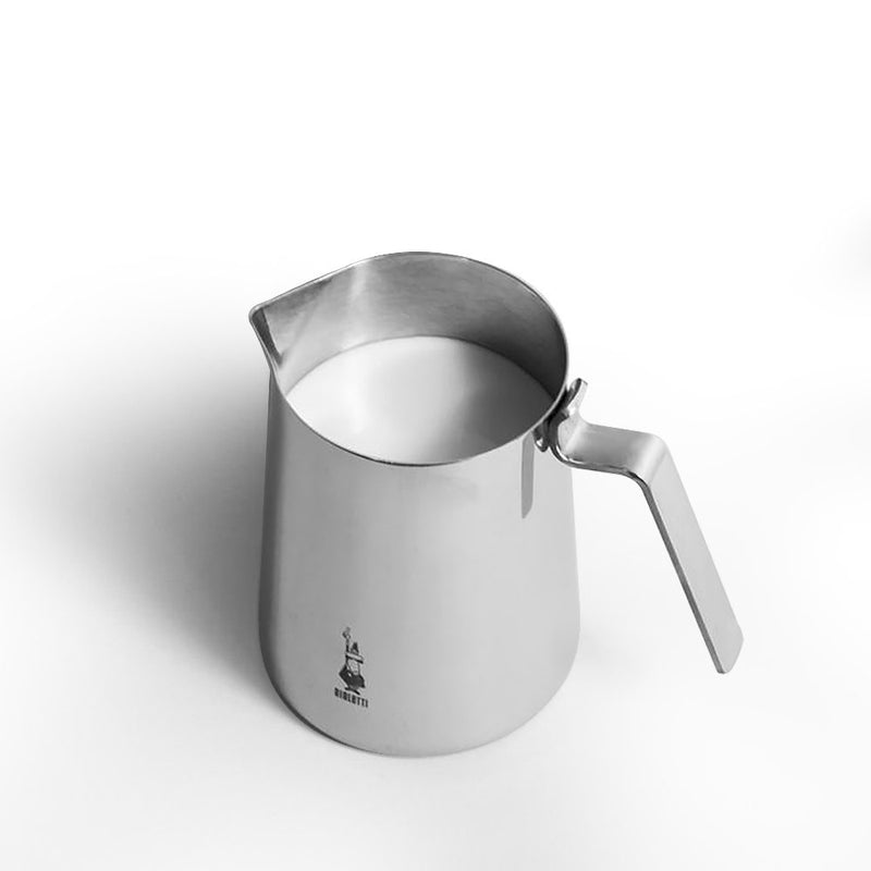 Bialetti | Milk Pitcher 50 Cl., a stainless-steel frothing jug with spout and handle, ideal for heating and pouring milk froth into cappuccinos.