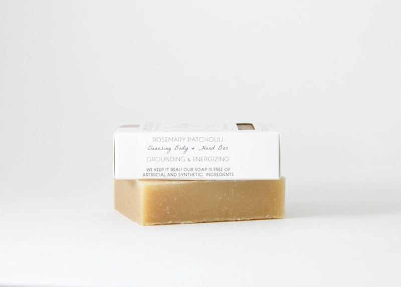 Little Seed Farm - Rosemary Patchouli Bar Soap, 2.4oz, featuring organic rosemary and patchouli oils for energizing and soothing skin benefits.