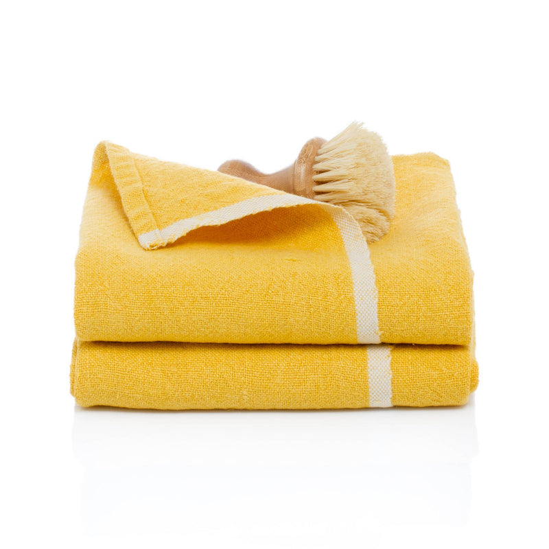 Couleur Nature | Chunky Linen Mustard Towels, Set of 2