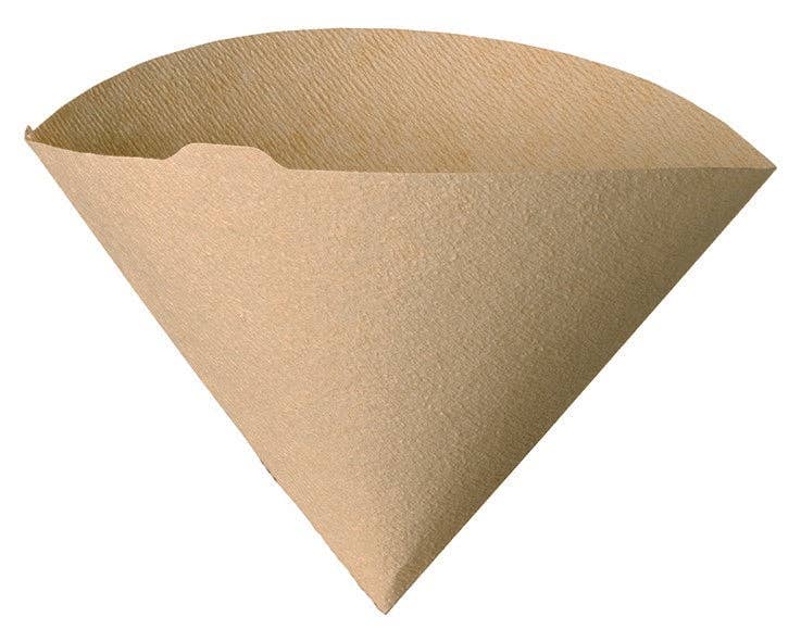 HARIO USA - V60 Paper Filters: White / 100 Sheets Boxed, shown as an empty cone-shaped coffee filter designed for optimal brewing with V60 drippers.