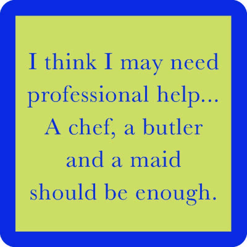 Drinks on Me - COASTER Professional Help: A witty resin coaster with cork backing, perfect for adding humor and charm to home bars or gifting.