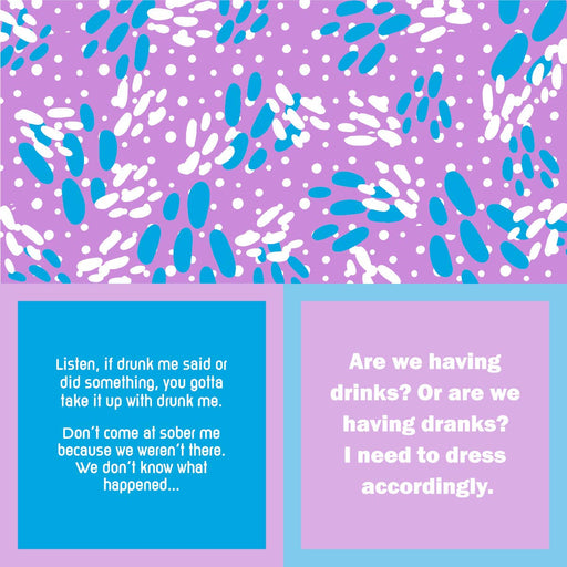 Drinks on Me - Napkin: Drunk Me/Drinks or Dranks, double-sided 5x5 cocktail napkins, 20-pack, perfect for adding humor to gatherings.
