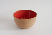 RachaelPots - Salad Serving Bowl: Nude/Sage, featuring a speckled beige exterior and glossy red interior, ideal for serving, handmade in Brooklyn.