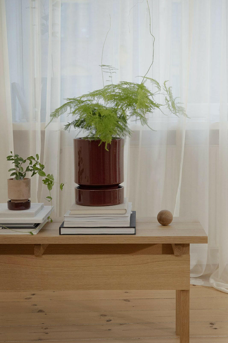 Bergs Potter | Hoff Glazed Collection - Quartz Rose Saucer, showcasing a minimalistic terracotta design with hand-dipped glaze, ideal for stylish indoor plant displays.