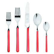 Mepra SPA - Place Set 5 Pcs Fantasia: Turtle-dove, featuring durable stainless steel and red handles, elegant design. Ideal for enhancing any dining experience.