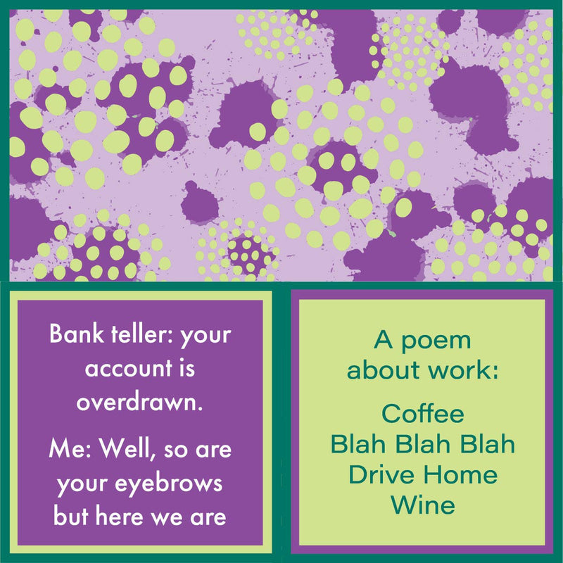 Drinks on Me napkin with humorous work and bank teller quotes; perfect for parties, available at Athens Cooks in Athens, Georgia.