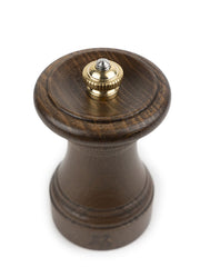 Peugeot | 1874 Manual Wooden Pepper Mill Antique Patina, 4 inches, showcasing brass knob, patinated beechwood finish, inspired by iconic 1874 design, in Athens Cooks' curated collection.
