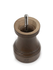 Peugeot | 1874 Manual Wooden Salt Mill Patinated, 4 inches, showing exposed metal spindle, capturing timeless craftsmanship and elegance inspired by the iconic 1874 Z model.