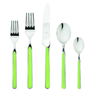 Mepra SPA - Place Set 5 Pcs Fantasia: Sugar Paper featuring durable stainless steel and green handles, ideal for elegant dining.