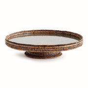 Napa Home & Garden - Burma Rattan Serving Stand features an oval wicker basket with a glass top, perfect for stylish kitchen or dining displays.