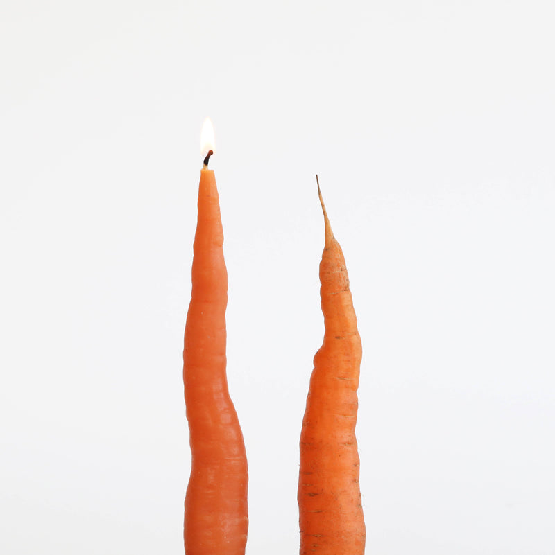 Artifaqt - Carrot Taper Beeswax Candle: Orange, shaped like a real carrot, ideal for unique home decor or gifts.