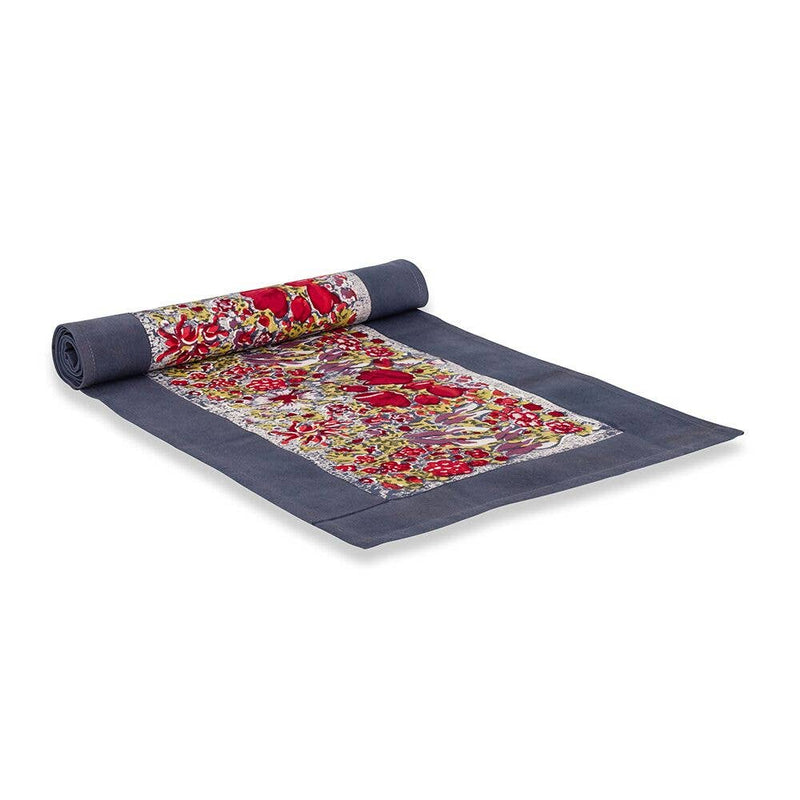 Couleur Nature | Jardin Red & Grey Table Runners: 16" x 90"