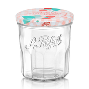 Le Parfait | Faceted French Jam Jar, 385ml (13oz) with pink gingham lid, ideal for preserving jams, stylish storage, or drinkware, embodying French elegance and functionality.