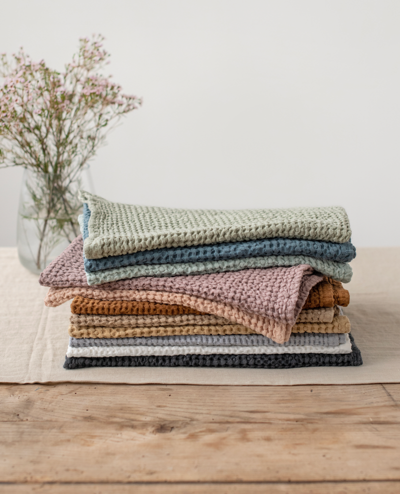 MagicLinen | Linen Tea Towels in Charcoal Grid