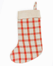 MagicLinen | Linen Christmas Stockings - Clay Red, handcrafted sustainable stocking with a cozy double layer and hanging loop, perfect for adding charm to your festive decor.