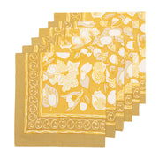 Caravan Home | 19 x 19 Forest Harvest Grey & Mustard Napkins Set of 6, showcasing hand-printed fruit and foliage motifs, perfect for enhancing dining experiences.