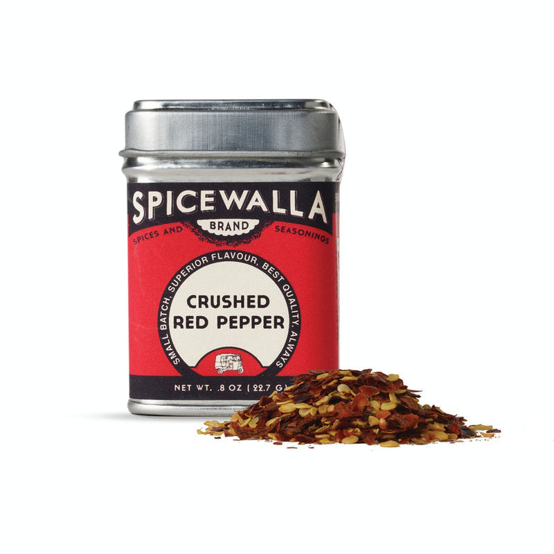 Spicewalla | Crushed Red Pepper tin with a pile of flakes, ideal for enhancing Mediterranean dishes. Perfect for Athens Cooks' curated specialty foods collection.