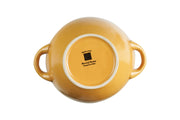 Novita Mediterraneo Stoneware Soup Bowl in Yellow, hand-dipped with a textured finish and golden edges, perfect for soups or pasta. Dishwasher-safe and crafted in Portugal.