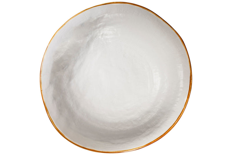 Novita Mediterraneo Soup & Pasta Stoneware Bowl in White, showcasing a hand-dipped, artisanal design on a ceramic platter, perfect for enhancing any dining experience.