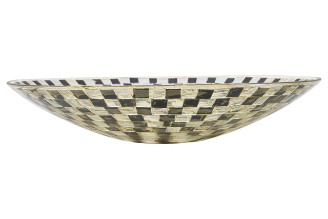 Novita Glass Mosaic Bowl with black and white checkered pattern, perfect for adding a unique touch to your kitchen or dining area.