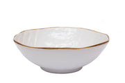Novita | Mediterranean White Stoneware Salad Bowl with a gold rim, ideal for diverse table settings. Sold in sets of 6 at Athens Cooks.
