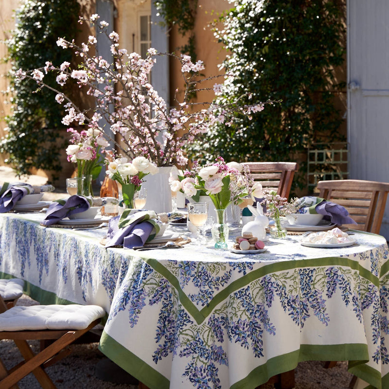 Couleur Nature | Wisteria Blue & Green | Tablecloth: 71"x71"