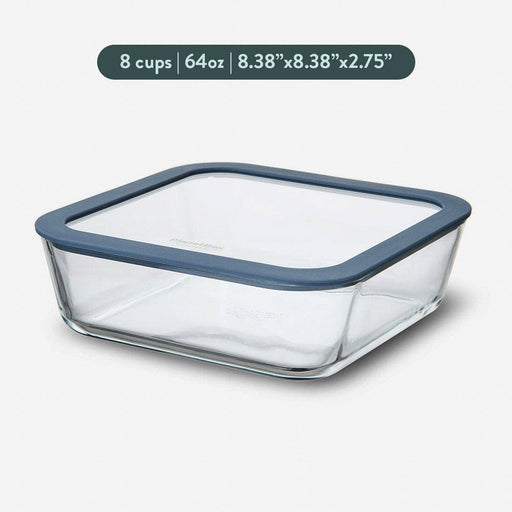PlanetBox - Glass Food Storage Containers: Large Square, featuring an 8.4 glass dish with airtight silicone lid, ideal for meal prep and versatile kitchen use.