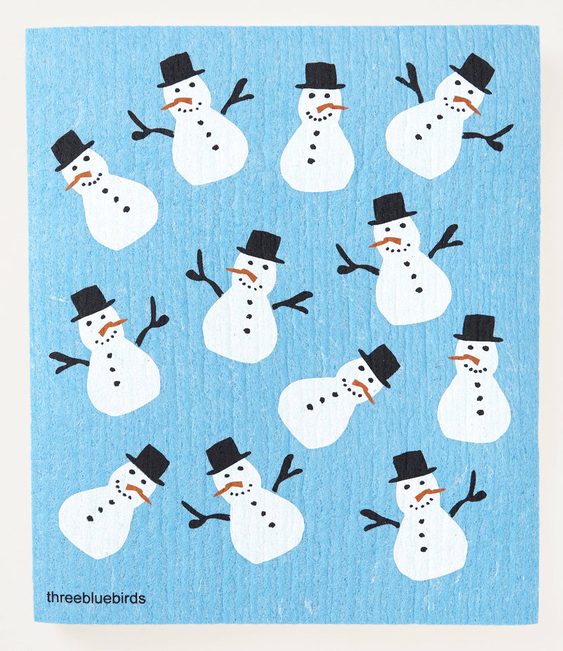 Three Bluebirds Swedish Dishcloths | Frosty Friends on Blue Swedish Dishcloth
