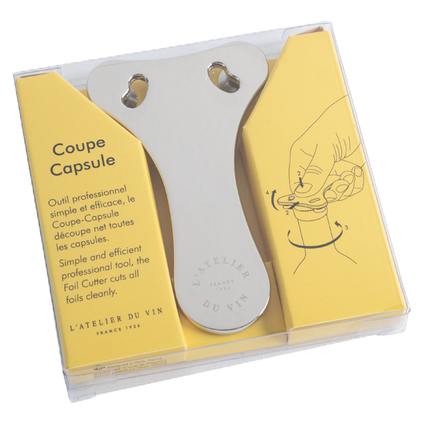 L'Atelier du Vin - USA - Chromed Foil Cutter for Wine Bottles, featuring two circular blades for precise foil removal in one easy motion, ideal for wine enthusiasts.