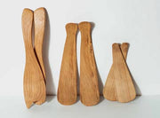 Handcrafted 11.5 cherry wood salad tossers by Petermans Boards and Bowls Inc., elegantly shaped, made from upcycled New England cherry logs.