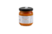 Matiz Romesco 6.5oz jar with black lid, featuring a traditional Catalan sauce made from tomatoes and almonds; ideal for enhancing meats, seafood, and vegetables.