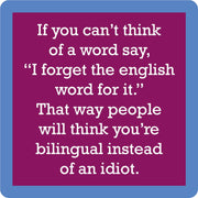 Drinks on Me - COASTER English Word: A humorous coaster featuring a bilingual-themed joke, ideal for adding charm to kitchen counters or bar carts.