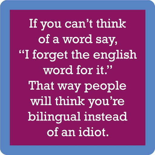 Drinks on Me - COASTER English Word: A humorous coaster featuring a bilingual-themed joke, ideal for adding charm to kitchen counters or bar carts.