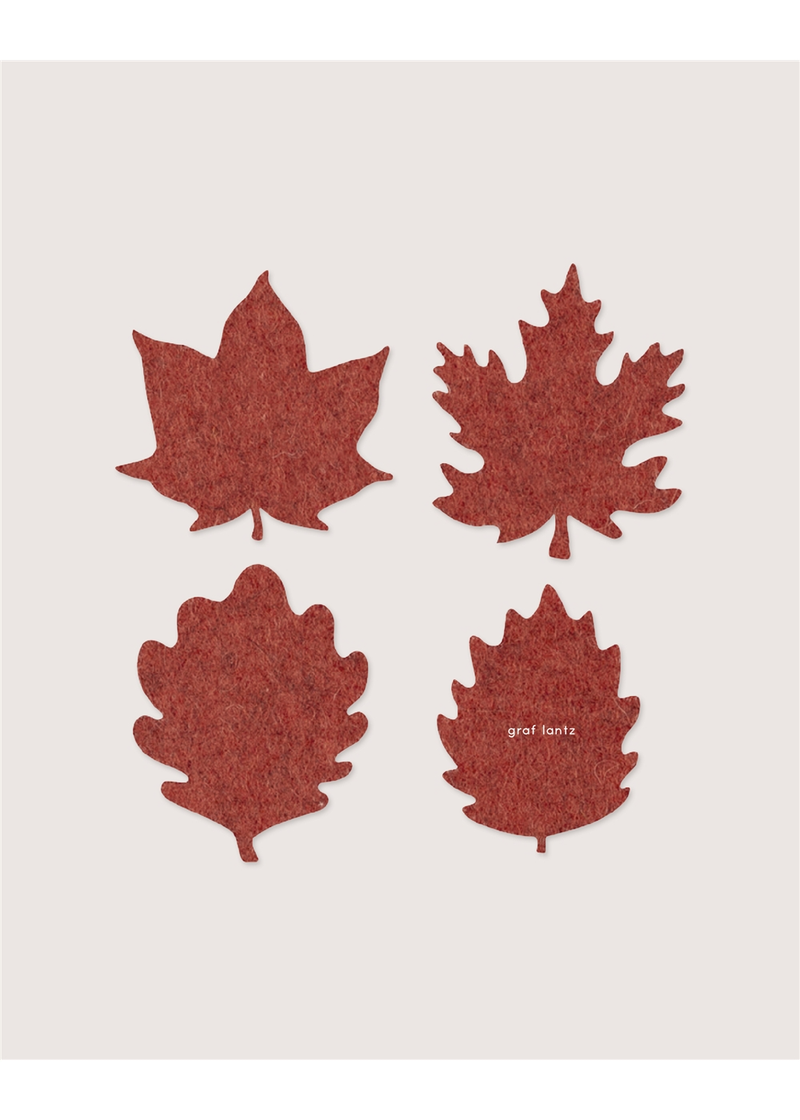 Graf Lantz | Merino Wool Leaf Coaster Solid 4 Pack - Mahogany