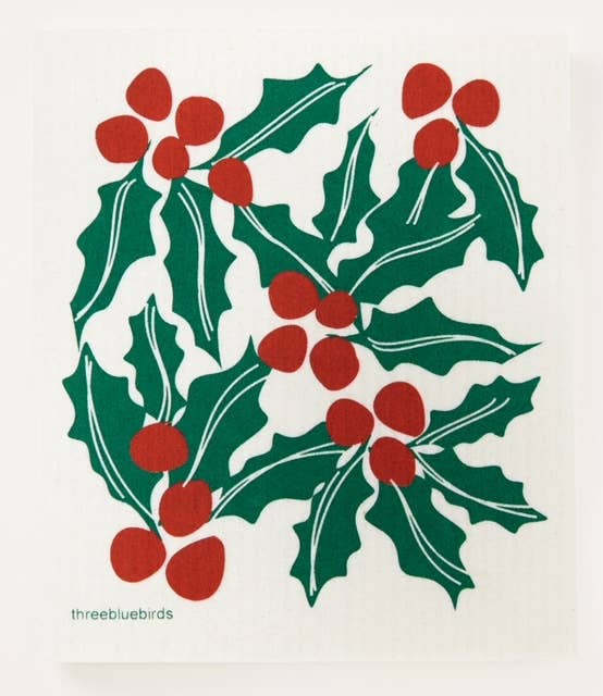 Three Bluebirds Swedish Dishcloths | Holly Swedish Dishcloth