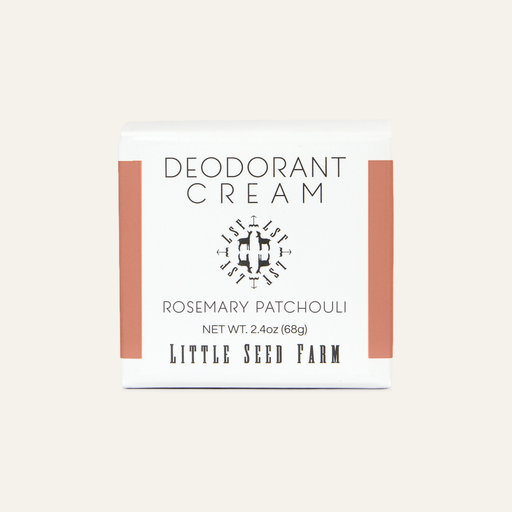 Little Seed Farm - Rosemary Patchouli Deodorant Cream, 2.4 oz, aluminum and baking soda-free, organic ingredients, ideal for natural freshness, includes free samples.