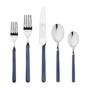Mepra SPA - Place Set 5 Pcs Fantasia: Red, featuring high-quality stainless steel and blue resin handles, elegantly crafted for durability and timeless appeal.