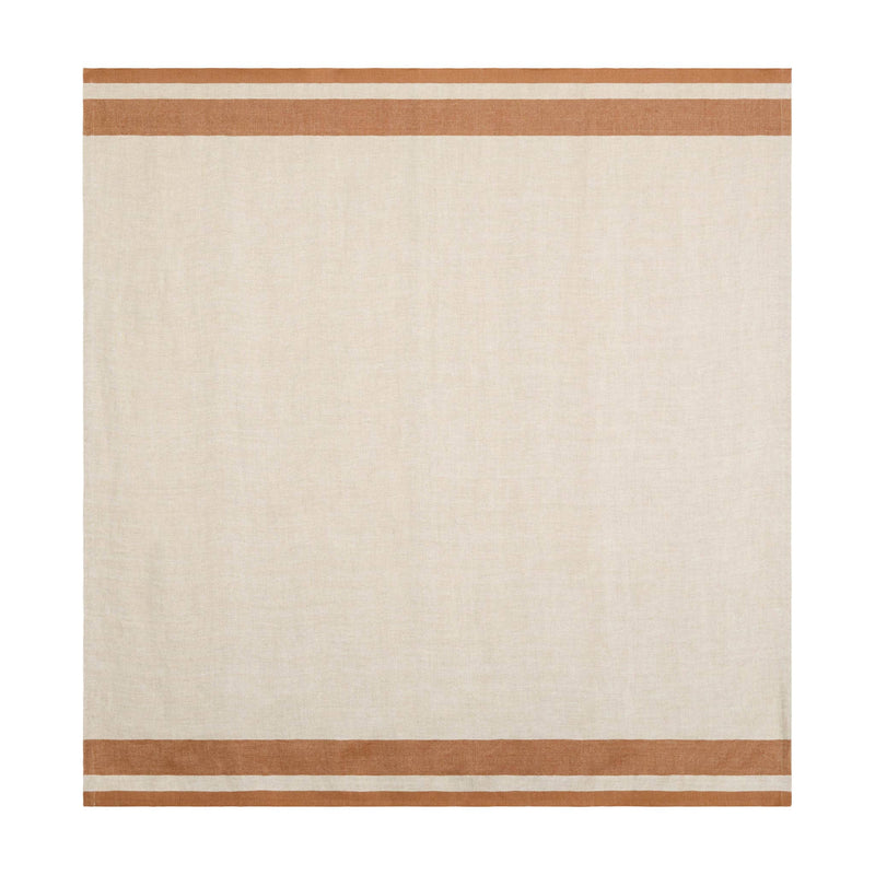 Couleur Nature - Gordes Natural & Tobacco Tablecloth: 70" x 70"