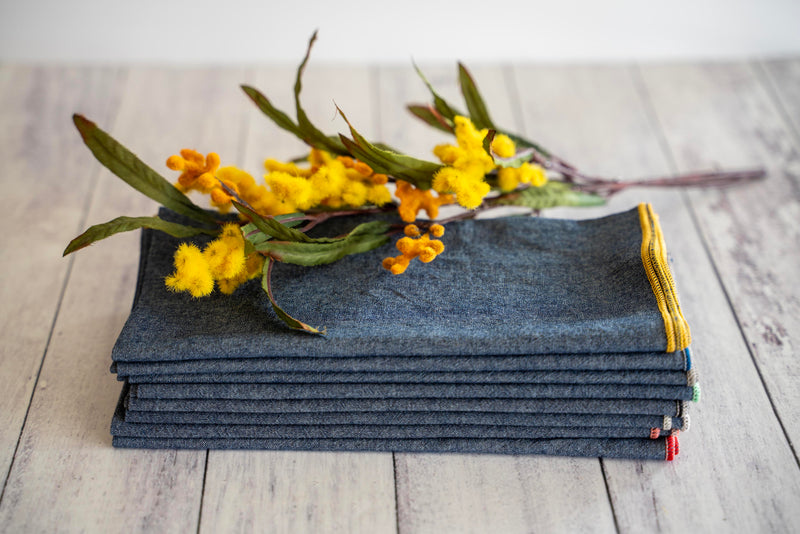 Dot and Army | Denim Chambray Cloth Napkins, 20 inches