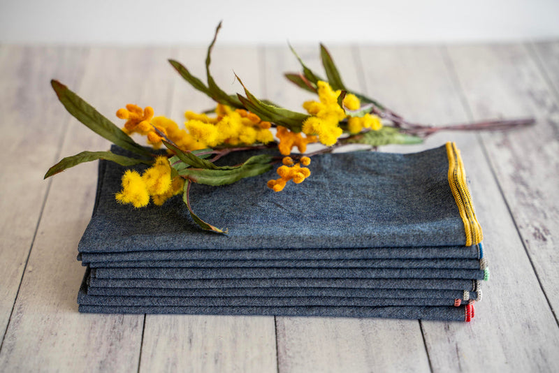 Dot and Army | Denim Chambray Cloth Napkins, 20 inches