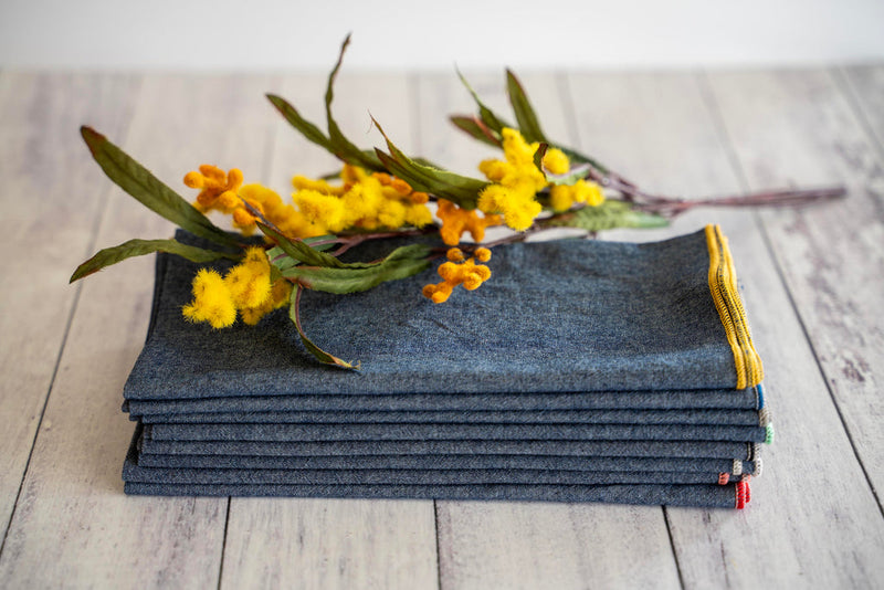 Dot and Army | Denim Chambray Cloth Napkins, 20 inches