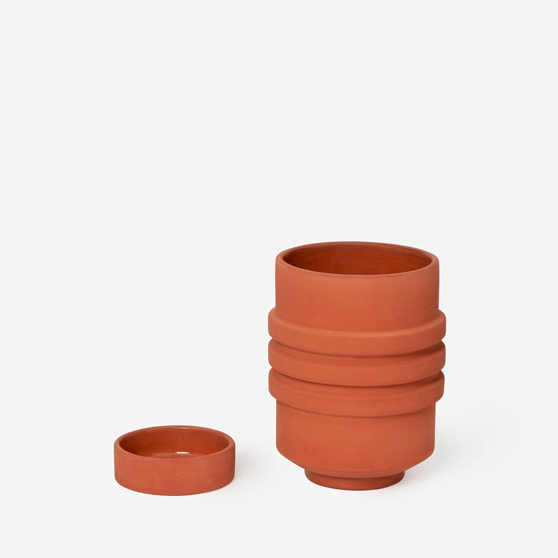 Areaware - Strata Plant Vessel: Green, showcasing a sculptural ceramic planter with layered, stacked shapes, inspired by heritage and designed for modern spaces.