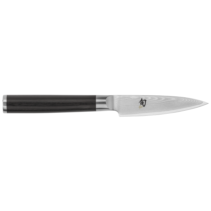 Shun Classic Knife Series - 9 Honing Steel - Blonde, featuring a Damascus-pattern stainless steel blade and dark wooden handle, perfect for precision in kitchen tasks.