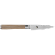 Shun | Classic Starter Set Blonde, 3 Piece features a Japanese-style paring knife with a Damascus-patterned blade and octagonal wood handle, ideal for precision kitchen tasks.