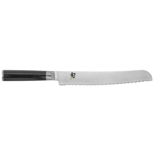 Shun Classic Knife Series - 9 Honing Steel, featuring a serrated Damascus blade and pakkawood handle, ideal for precise bread slicing.