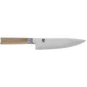 Shun Classic Starter Set Blonde, 3 Piece: Includes chef's, paring, and utility knives with Damascus-patterned blades, pakkawood handles, and Shun kanji logo. Ideal for precision cooking.