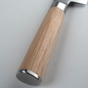 Shun | Classic Chef's Blonde, 8 inches knife with a light wooden handle and polished metal pommel, ideal for versatile kitchen tasks.