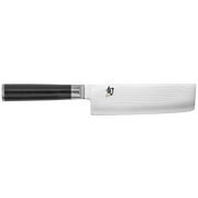 Shun Classic Knife Series nakiri-ba, a Japanese-style vegetable knife with a straight, rectangular blade and dark handle, ideal for precise vegetable slicing and chopping.