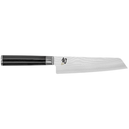 Shun Classic Knife Series - 9 Honing Steel features a nakiri-style Damascus-pattern blade with a D-shaped handle, ideal for precise kitchen tasks.